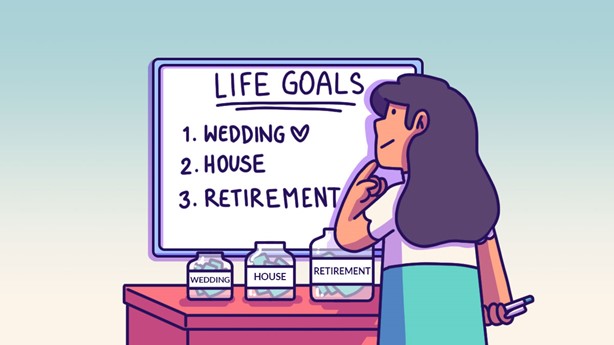 Alt text: save and invest for your life goals